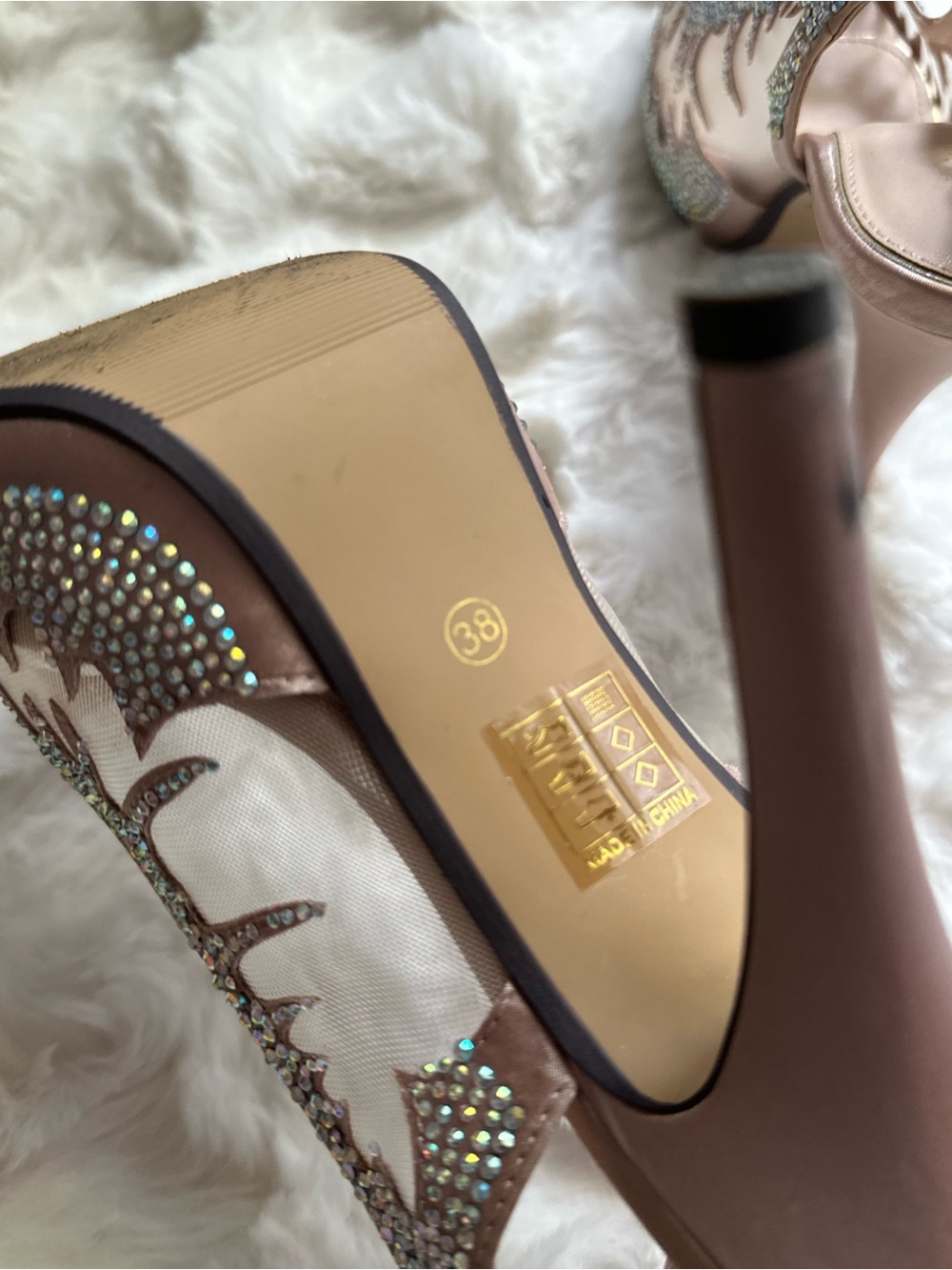 Lady Couture Ballroom Crystal Embellished Slingback Peep-Toe Heels - Women’s - Picture 5 of 7